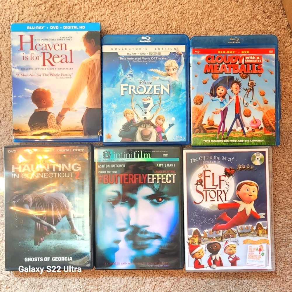 6 DVD movies, frozen,cloudy with a chance of meatballs